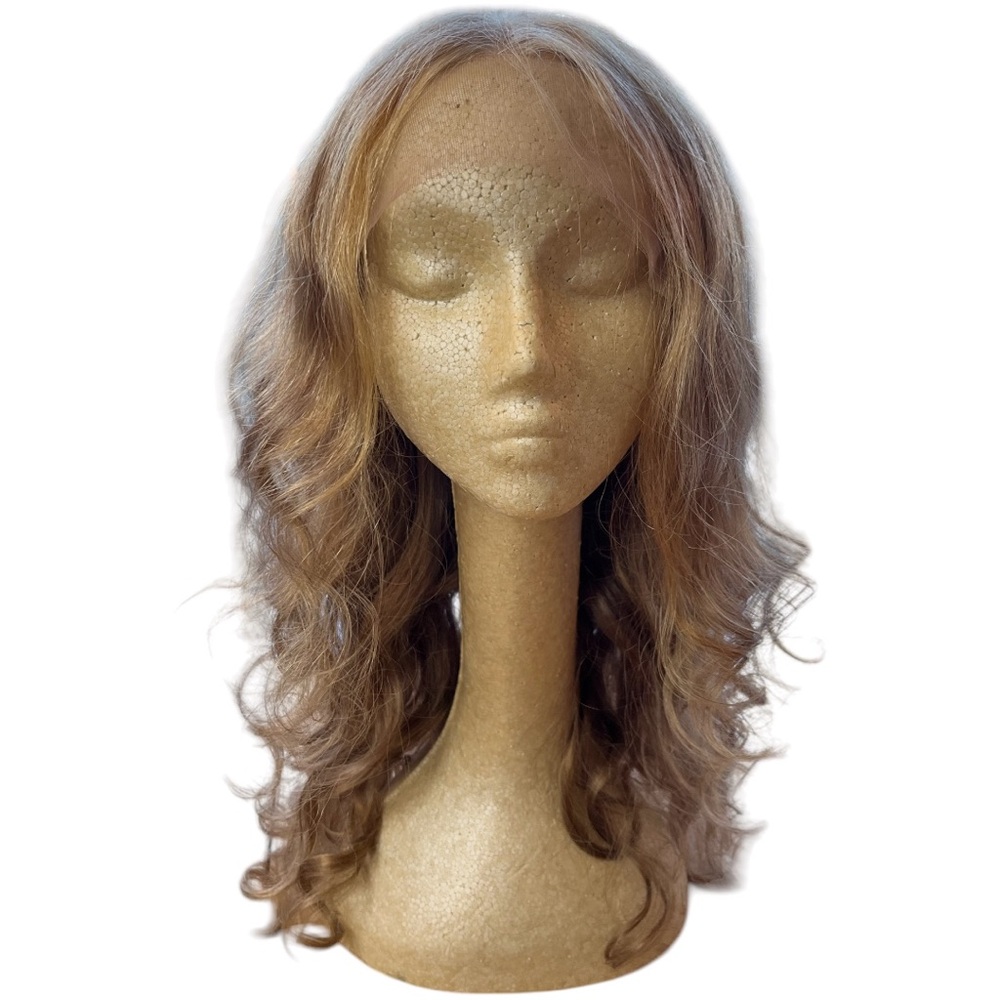 100% Human Hair 13x4 Lace Wig Blonde Bronde Highlights Average Cap Medium Golden
